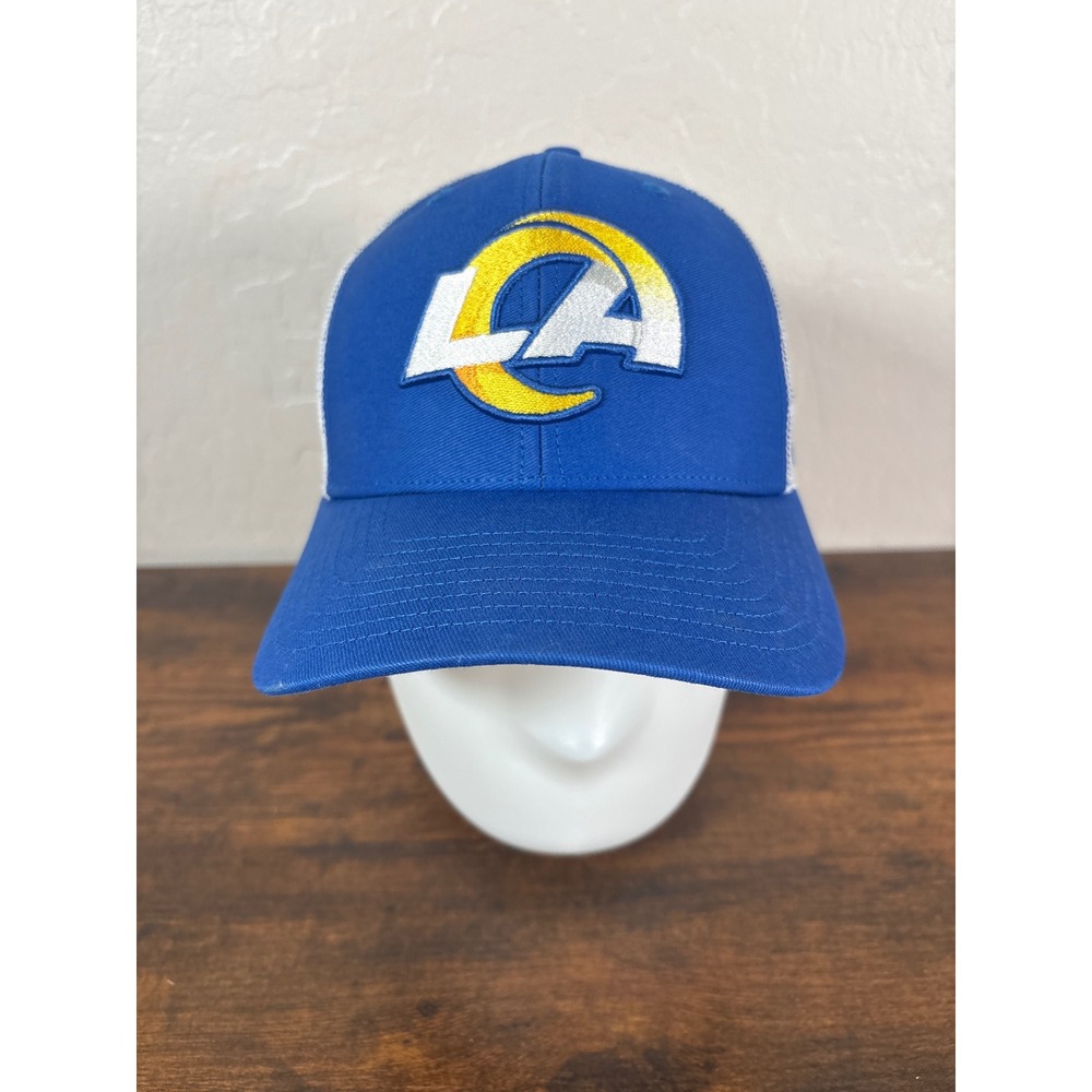 47 Brand Los Angeles Rams NFL Trucker Hat Blue White Mesh Snapback OSFA Cap